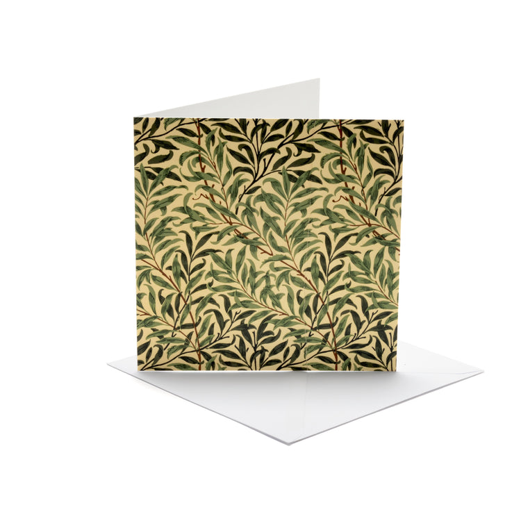 Greeting card with leaf pattern on a white background