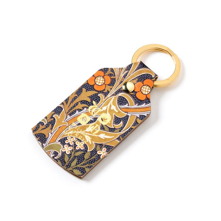 Golden Lily Leather Keyring