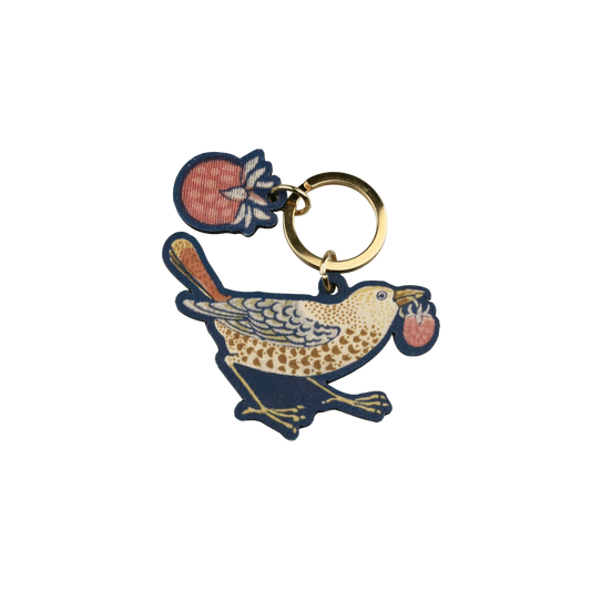 Strawberry Thief Leather Charm Keyring