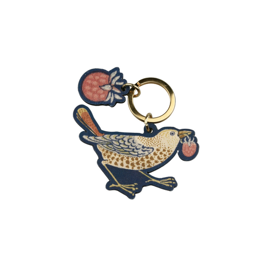 Strawberry Thief Leather Charm Keyring