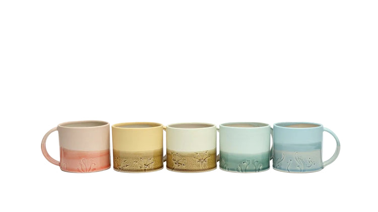 May Morris Honeysuckle Ceramic Mugs by Emma Lacey