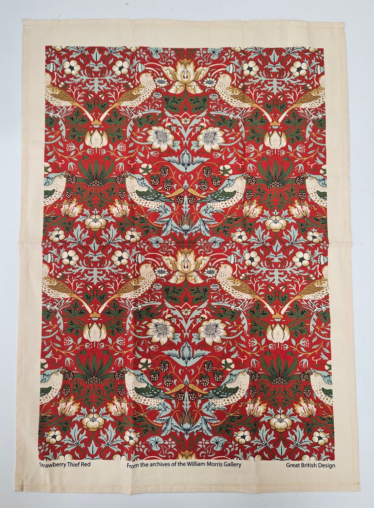 Strawberry Thief Red Tea Towel