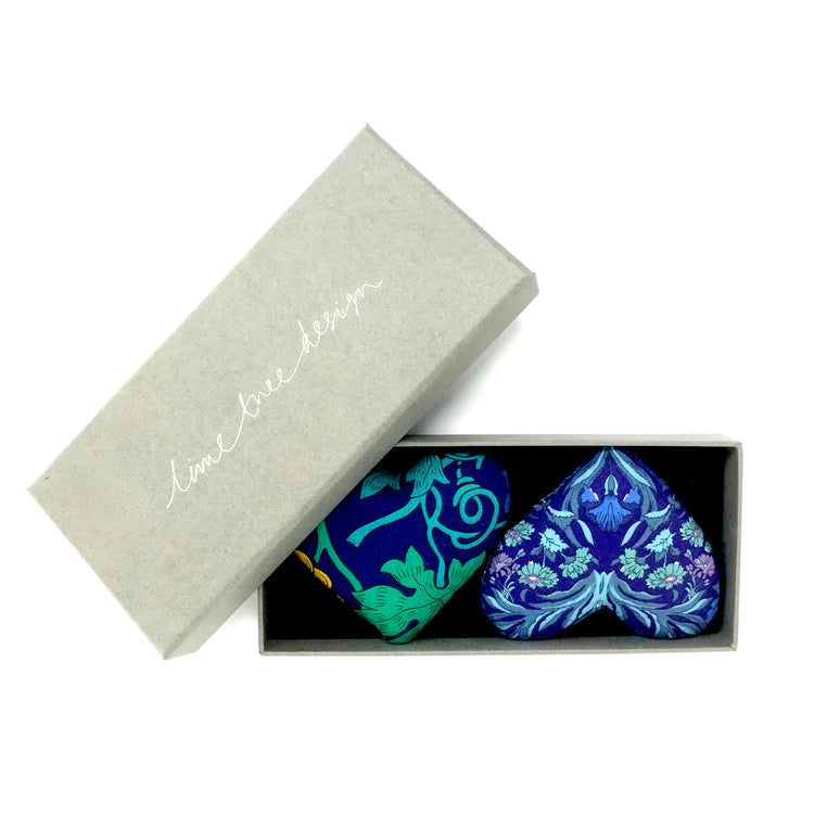 Box of two Lavender Hearts made with Liberty Fabric