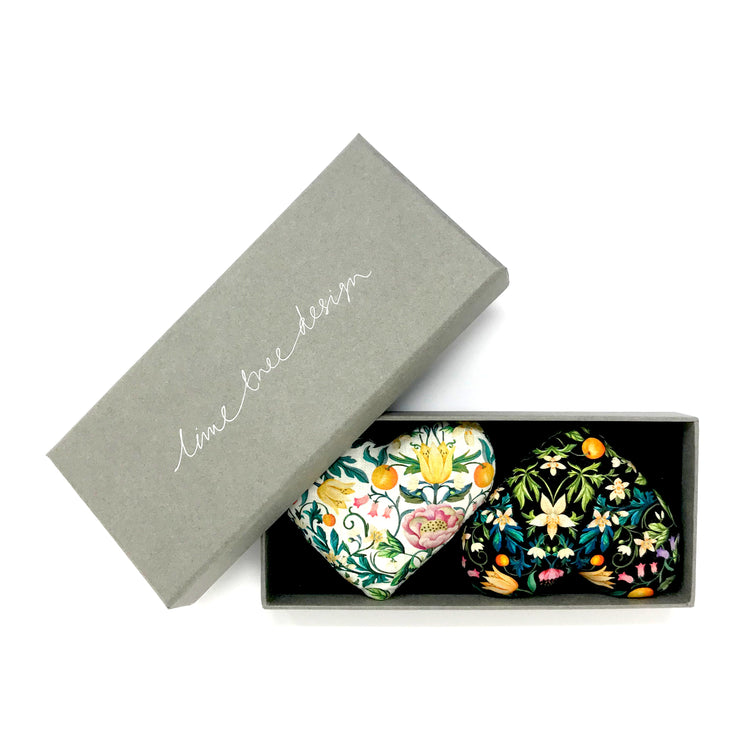 Box of two Lavender Hearts made with Liberty Fabric