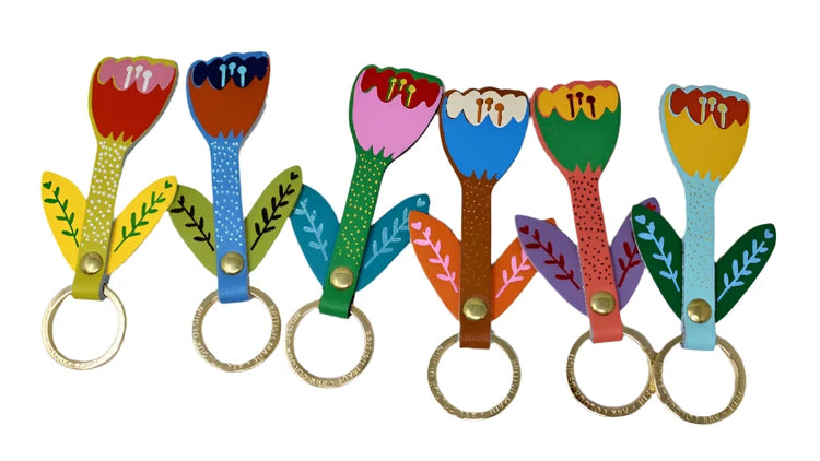 Tulip Leather Keyring