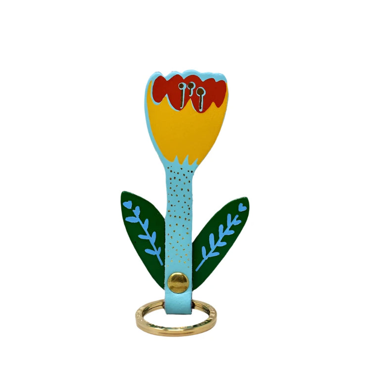 Tulip Leather Keyring