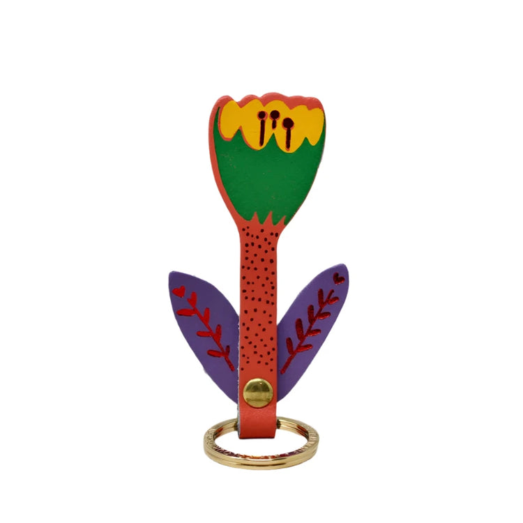 Tulip Leather Keyring
