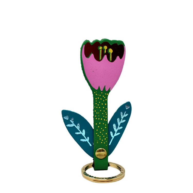 Tulip Leather Keyring