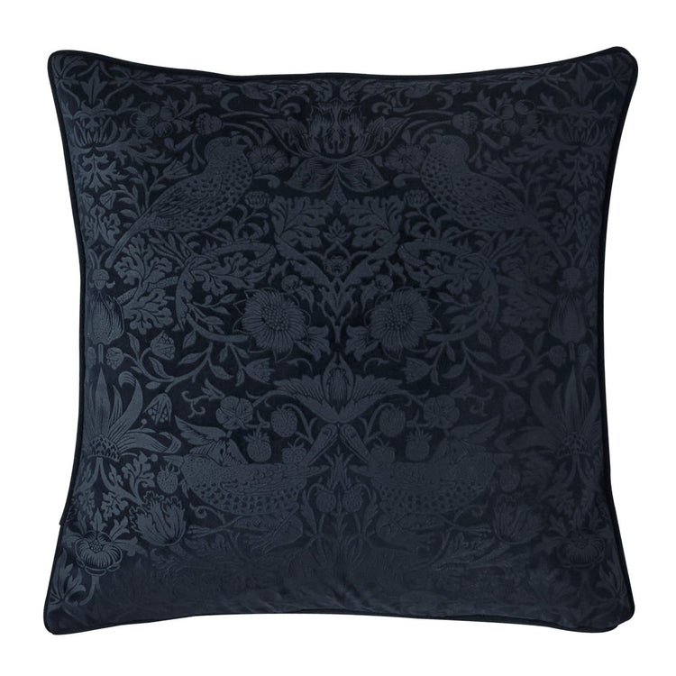 Prussian Blue Strawberry Thief Embossed 50 x 50cm William Morris At Home Cushion