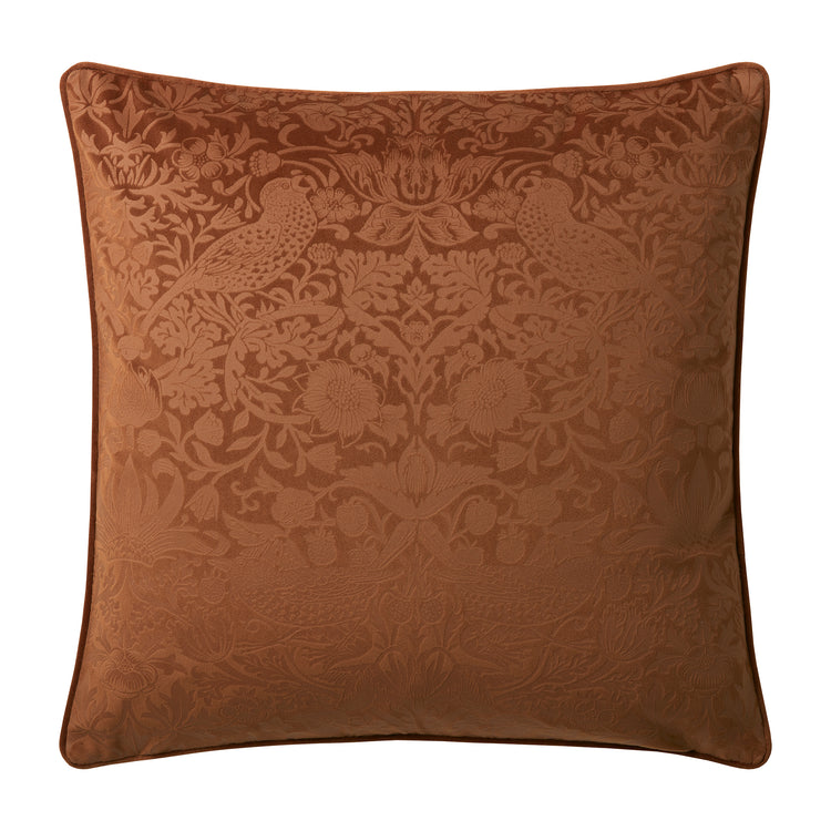 Saffron Strawberry Thief Embossed 50 x 50cm William Morris At Home Cushion