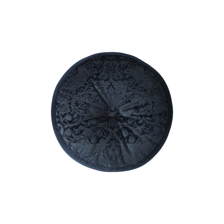Prussian Blue Strawberry Thief Embossed 38cm William Morris At Home Circular Cushion