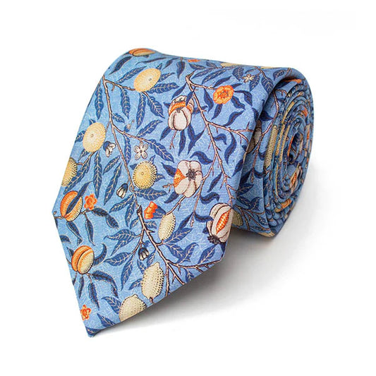 Blue Fruit Pattern Silk Tie