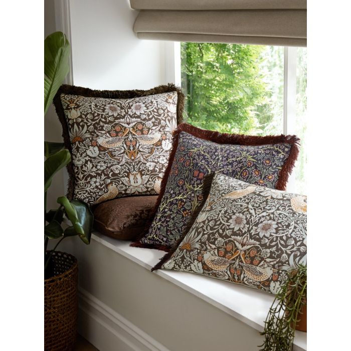 Chocolate Strawberry Thief 50 x 50cm William Morris At Home Cushion