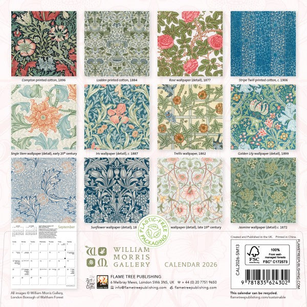 William Morris Gallery Mini Wall Calendar 2026