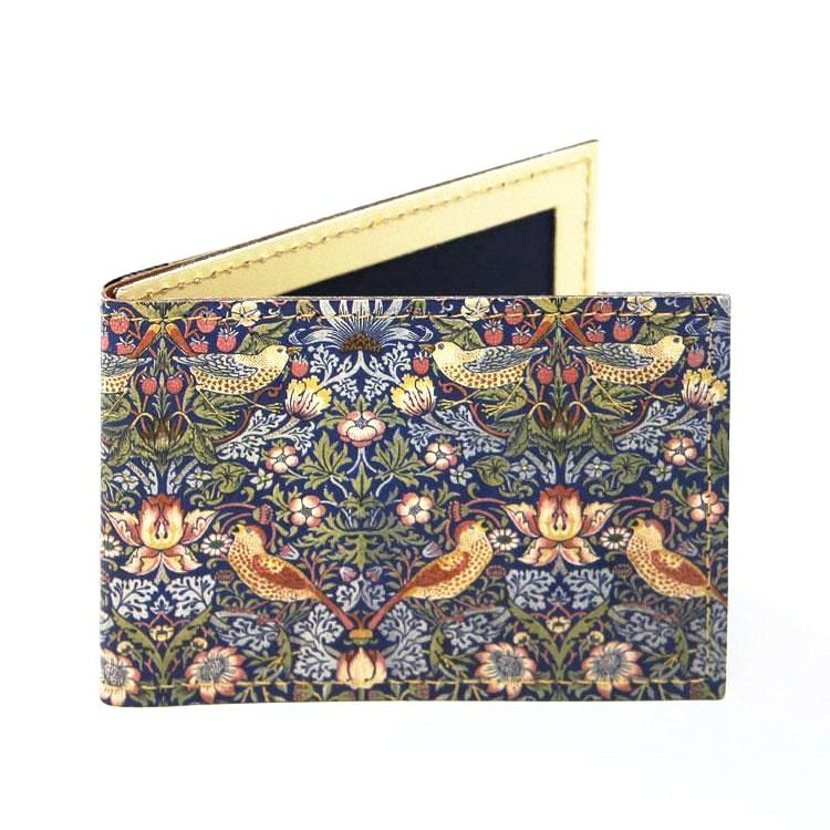 Strawberry Thief Leather Travel Card Holder
