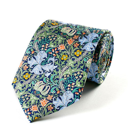 Green Golden Lily Silk Tie