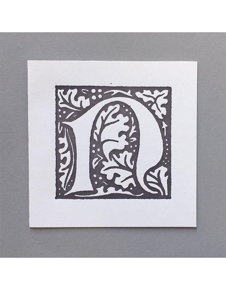 William Morris Letterpress - 'N' Greetings Card (grey)