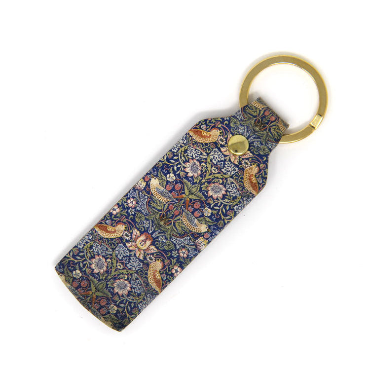 Strawberry Thief Leather Keyring (narrow)