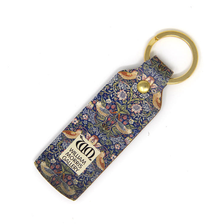 Strawberry Thief Leather Keyring (narrow)