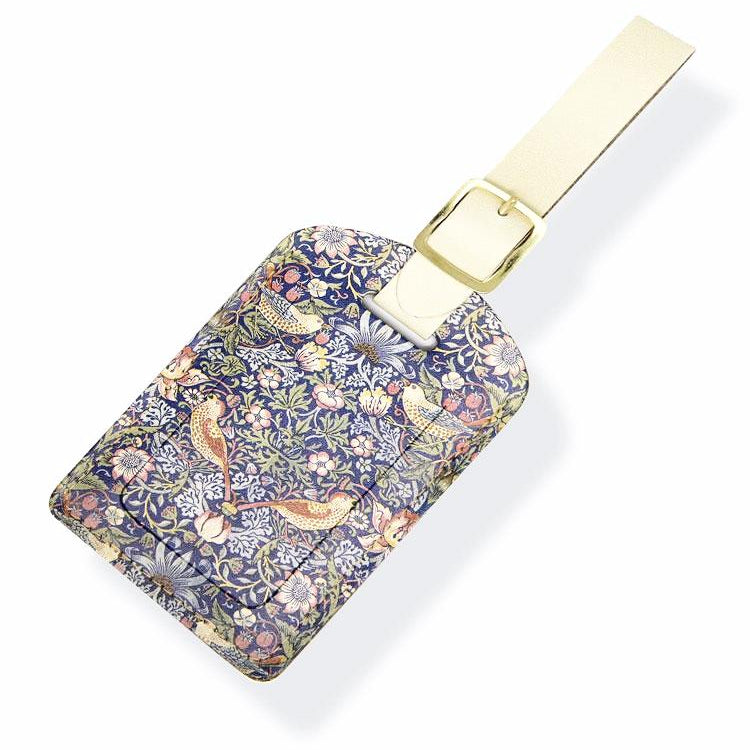 Strawberry Thief Leather Luggage Tag