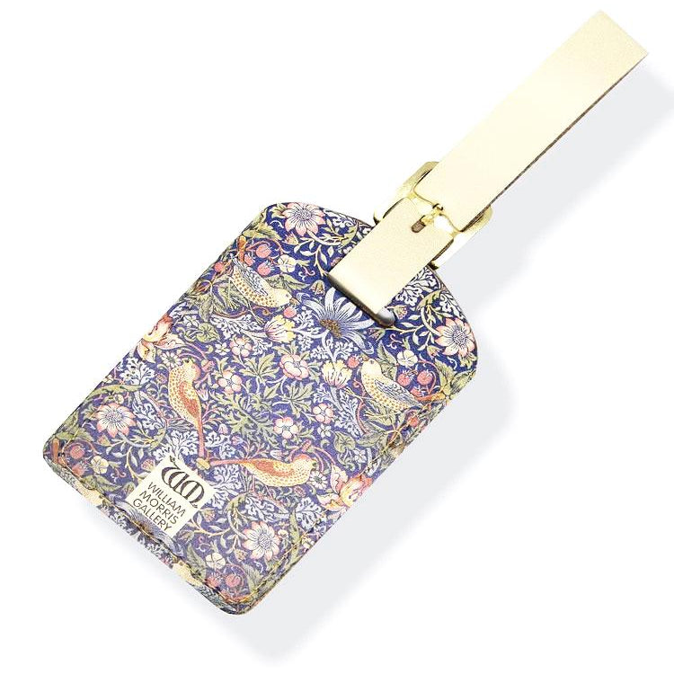 Strawberry Thief Leather Luggage Tag