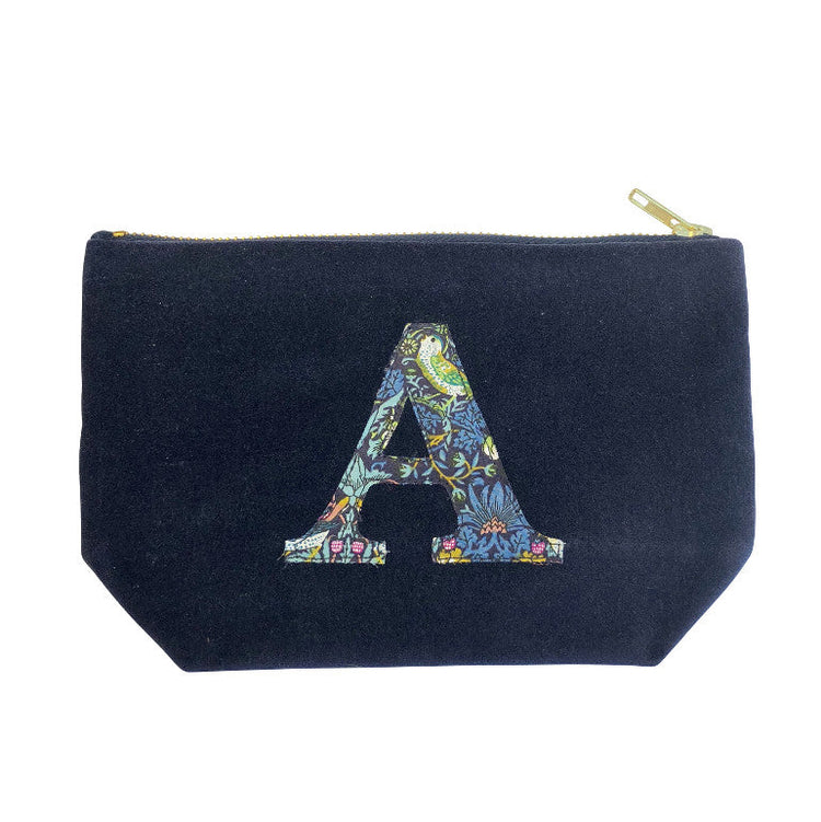 Velvet & Strawberry Thief Monogram Make Up Bag (various letters available)