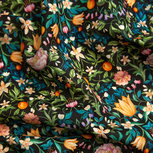 Art of Craft Liberty Fabric - One Metre - May's Orchard - Black