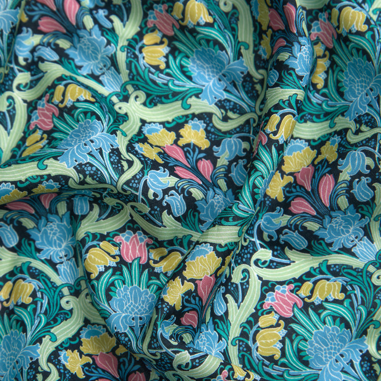 Art of Craft Liberty Fabric - One Metre - Tulip Flourish - Blue