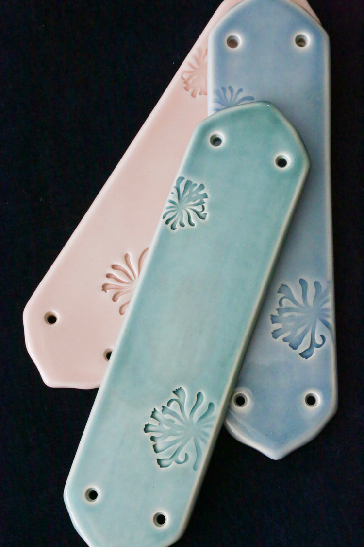 May Morris Honeysuckle Ceramic Fingerplates by Emma Lacey