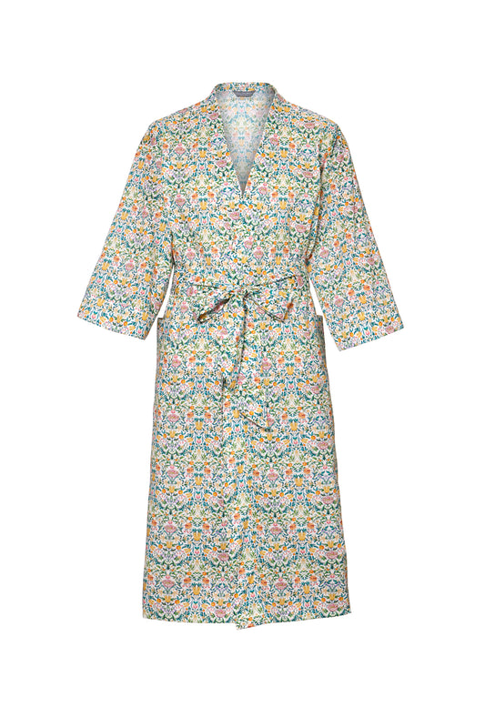 Long Dressing Gown in May's Garden Liberty Tana Lawn Cotton