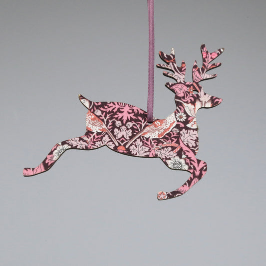 Strawberry Thief 2D Wooden Stag Decoration