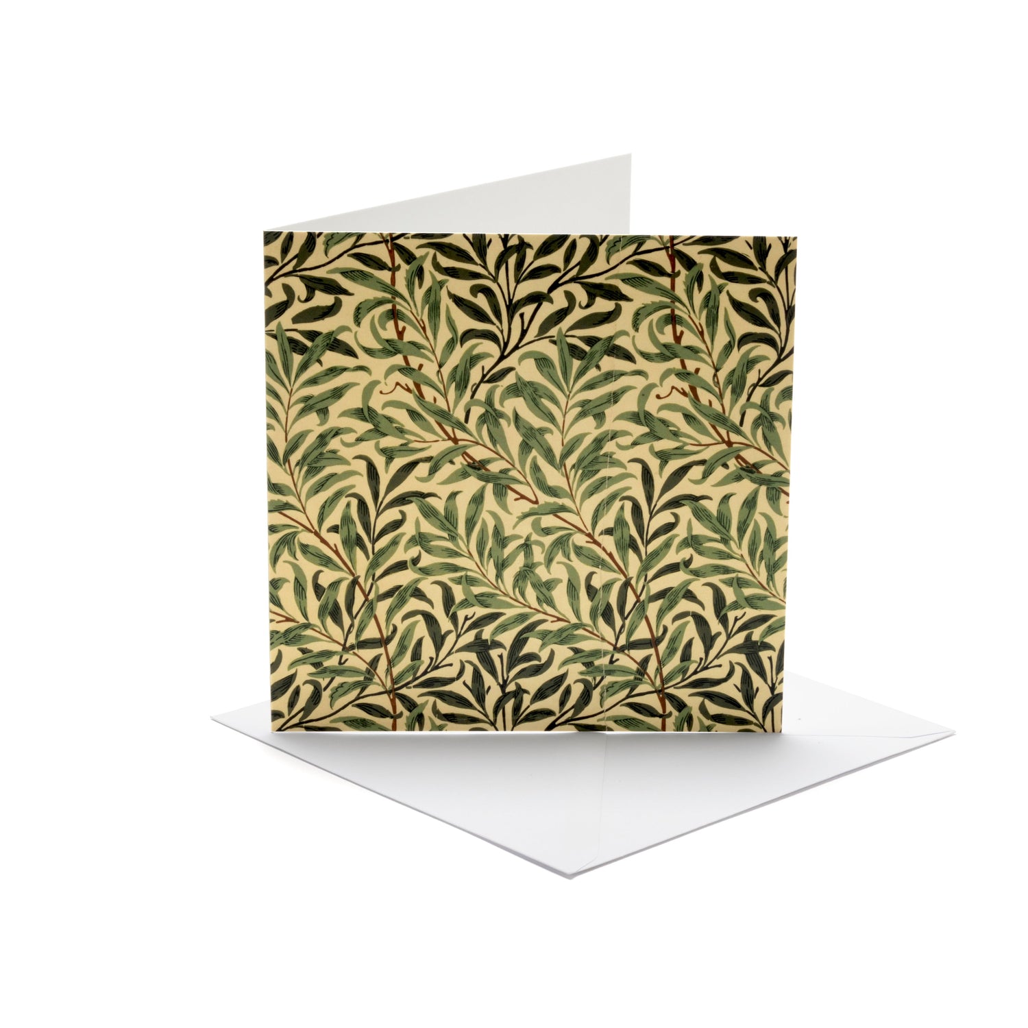 Greeting card with leaf pattern on a white background
