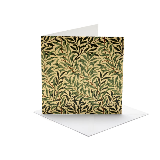 Greeting card with leaf pattern on a white background