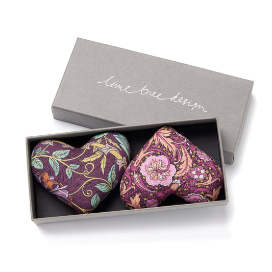 Box of two Lavender Hearts made with Liberty Fabric