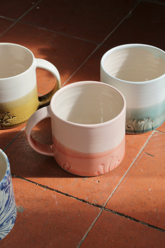 May Morris Honeysuckle Ceramic Mugs by Emma Lacey