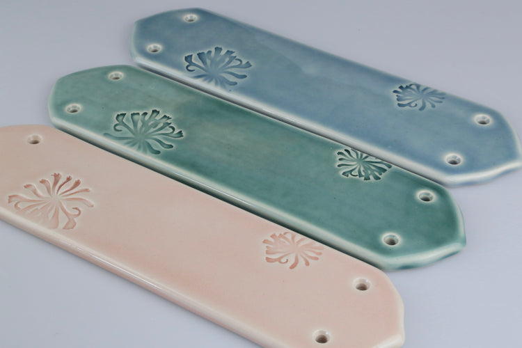 May Morris Honeysuckle Ceramic Fingerplates by Emma Lacey
