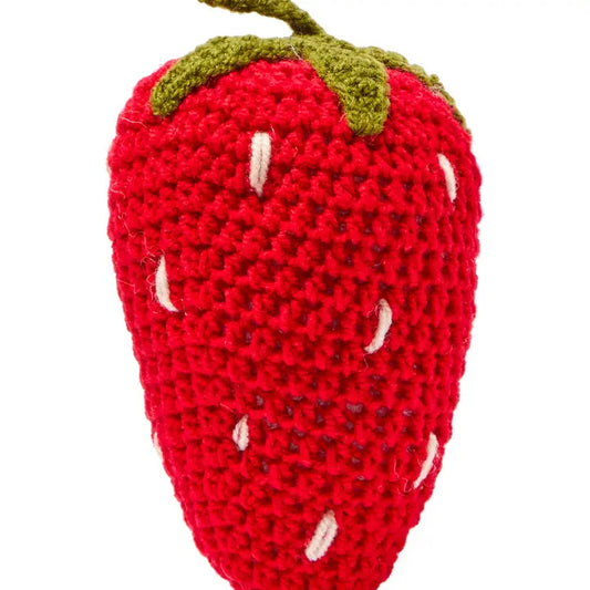 Handmade Strawberry Knitted Rattle