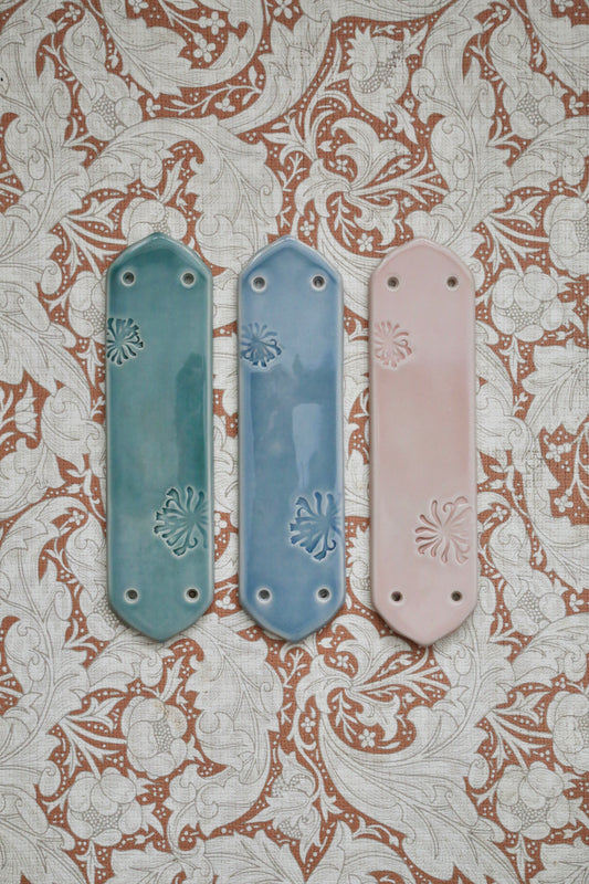 May Morris Honeysuckle Ceramic Fingerplates by Emma Lacey