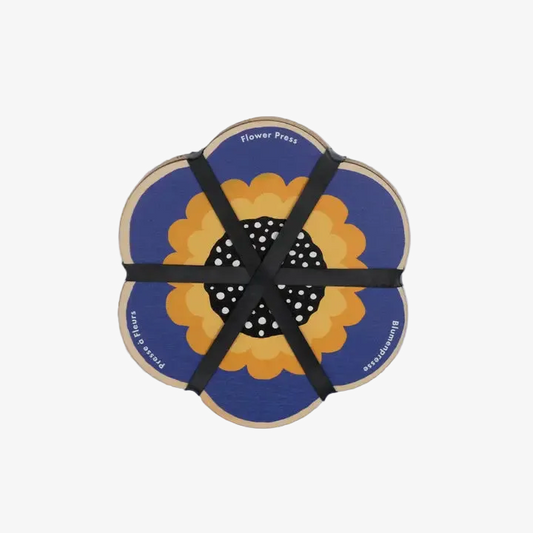 Flower press with sunflower design on a white background