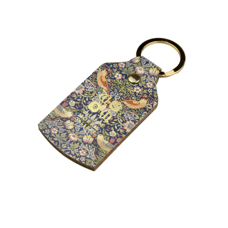 Strawberry Thief Leather Keyring