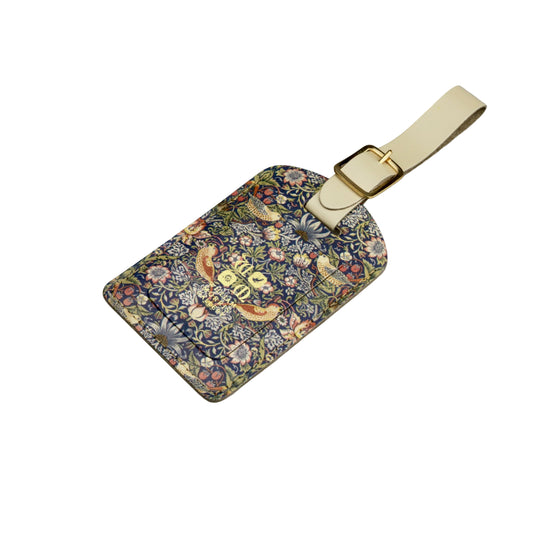 Strawberry Thief Leather Luggage Tag