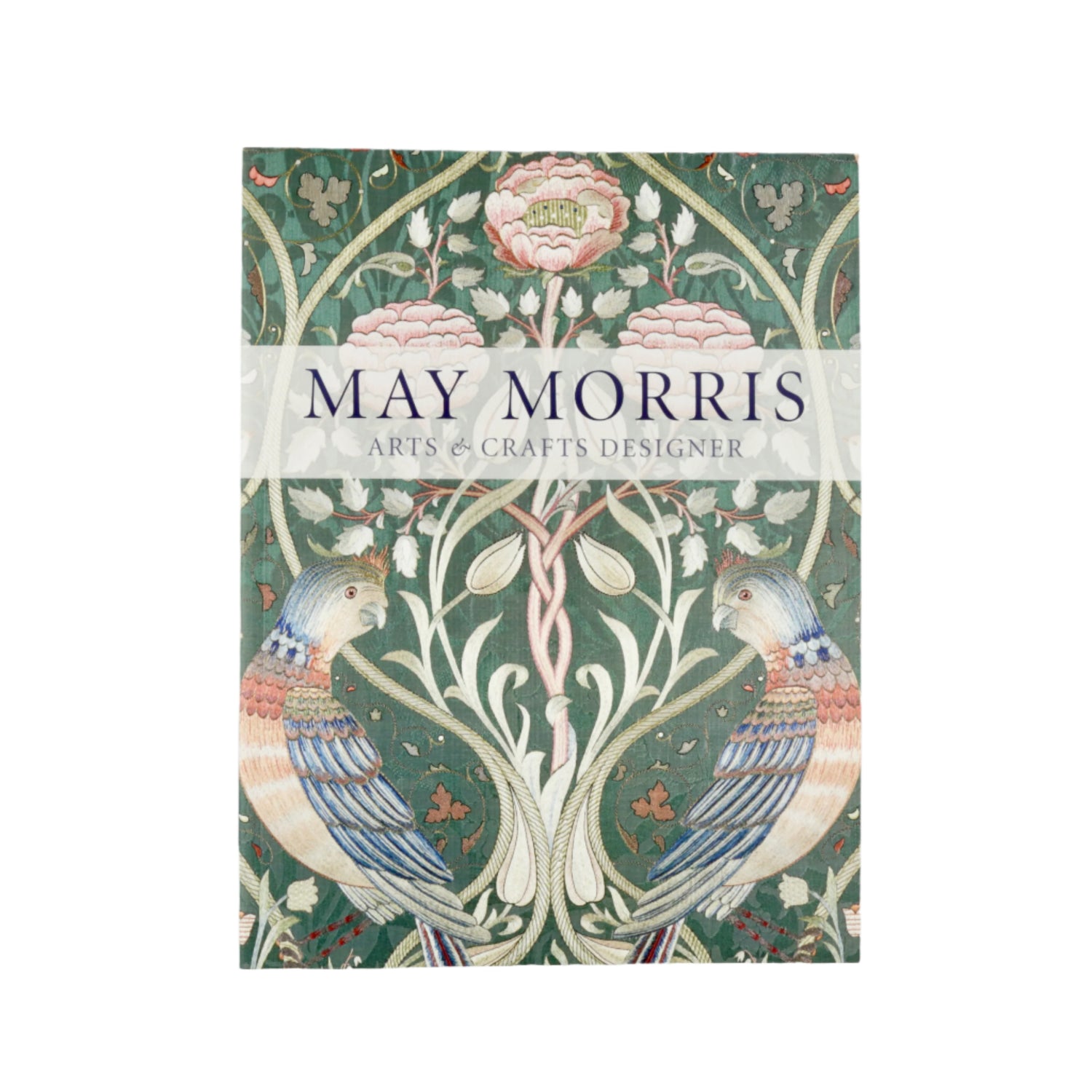 Book cover with floral design and 'May Morris' text on a gray background