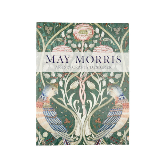 Book cover with floral design and 'May Morris' text on a gray background