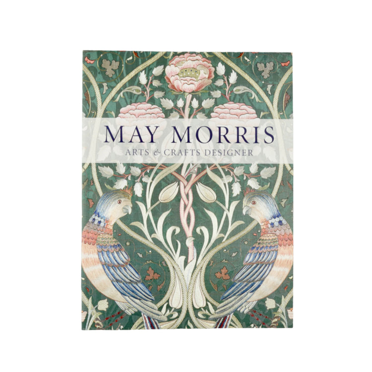 Book cover with floral design and 'May Morris' text on a gray background