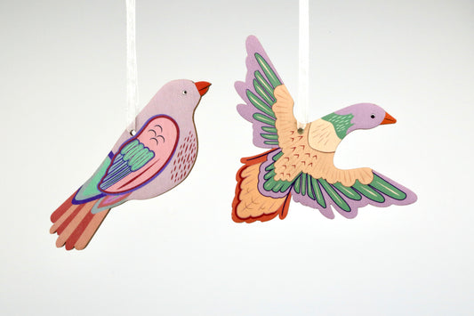 May Morris 2D Wooden Maids of Honour Bird Decorations