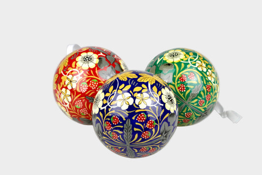 Large Hand-Painted Strawberry Thief Bauble