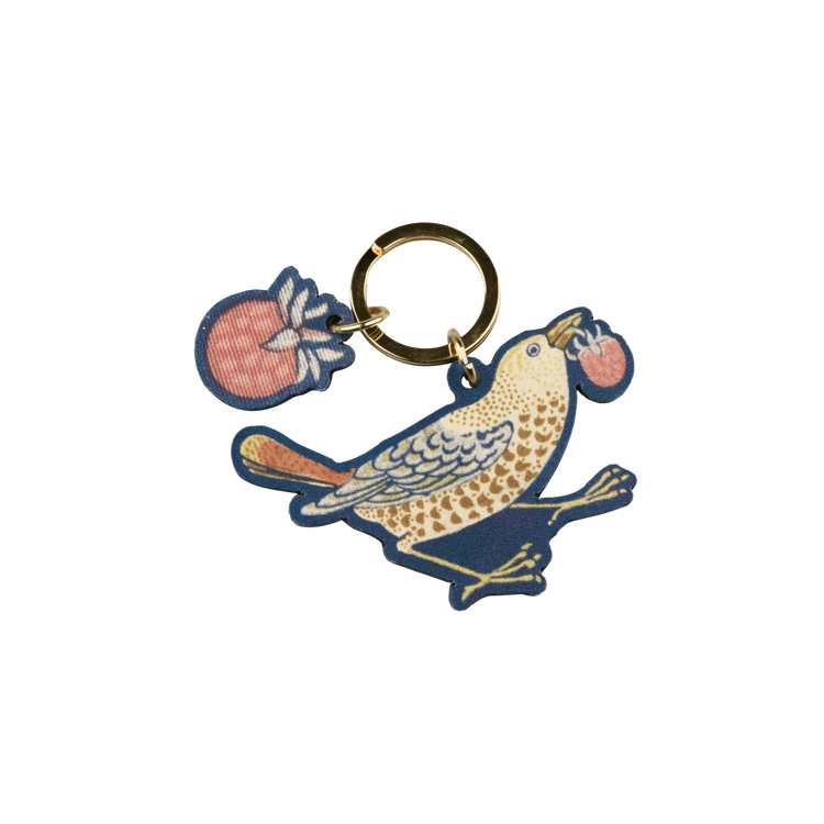 Strawberry Thief Leather Charm Keyring