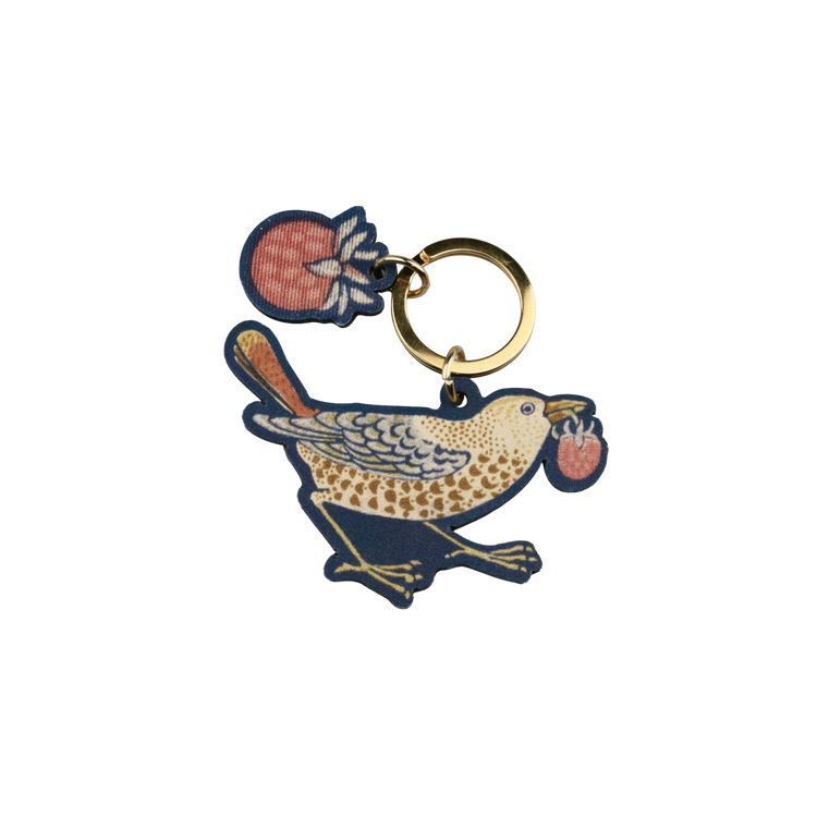 Strawberry Thief Leather Charm Keyring