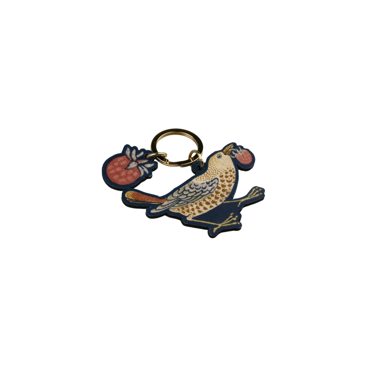 Strawberry Thief Leather Charm Keyring