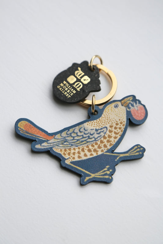 Strawberry Thief Leather Charm Keyring